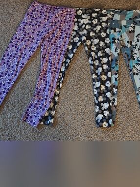 LuLaRoe Adult One Size Leggings, 3 Mickey Pairs Included